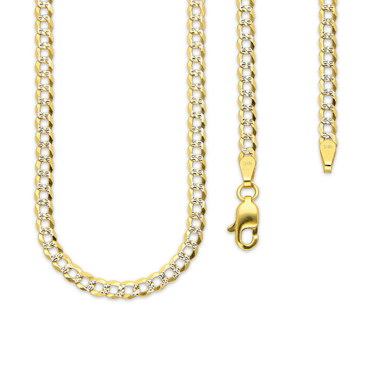 MR10CU034-55 Cadena Oro Sólido 10K Cubana Americana Diamantada 3.2 mm x 55 cm