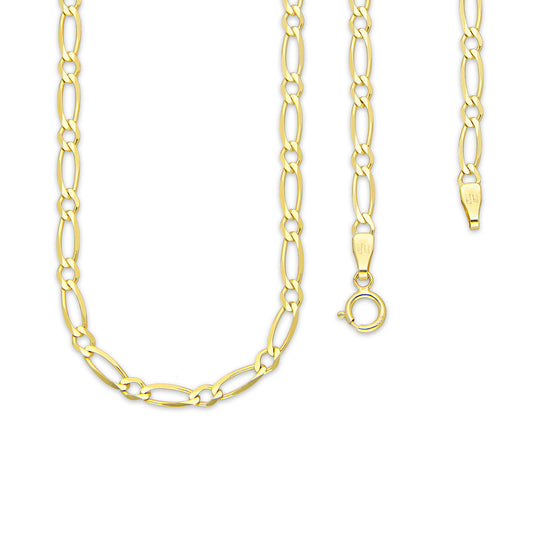 MR10CU035-55 Cadena Oro Sólido 10K Fígaro 1x1 Lisa 2.7 mm x 55 cm