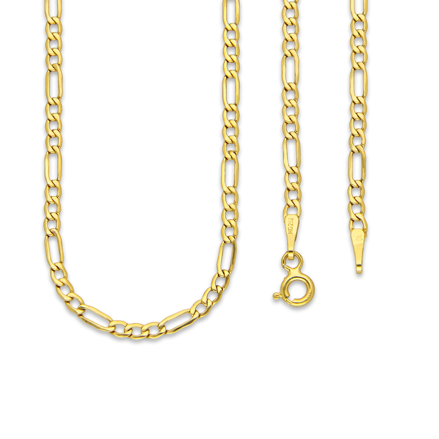 MR10CU055-55 Cadena Oro Sólido 10K EMF10 Modelo Figaro 3*1 3 mm x 55 cm