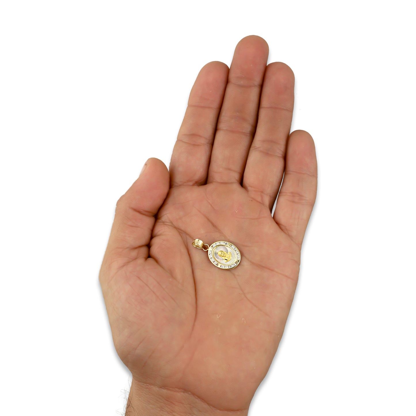 MR14DJ010 Dije Medalla Oval Oro Sólido 14K Sagrado Corazón Lisa 1.2 x 2.2 cm