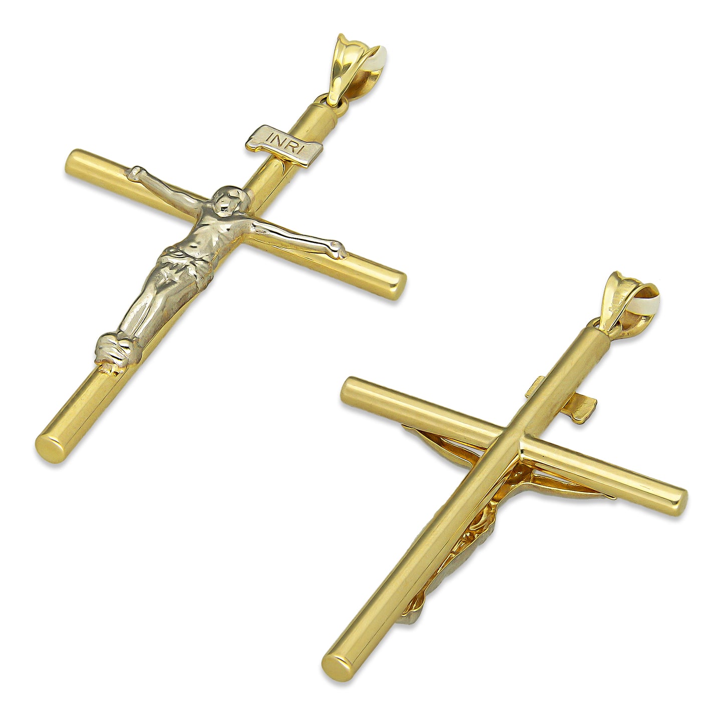 MR10DJ190 Dije Oro Sólido 10K EMF10 Cristo Tubular 2.7 x 4.7 cm