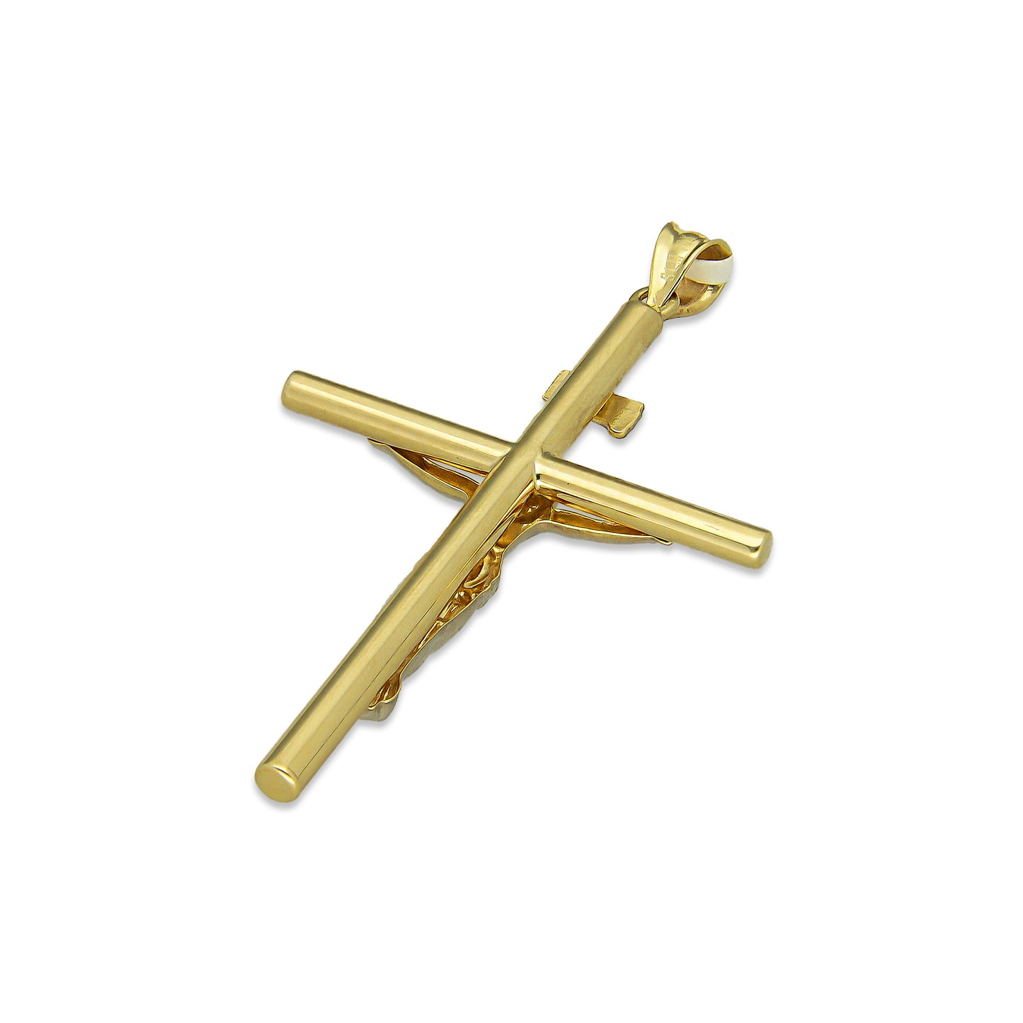MR10DJ190 Dije Oro Sólido 10K EMF10 Cristo Tubular 2.7 x 4.7 cm