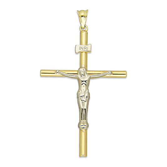 MR10DJ190 Dije Oro Sólido 10K EMF10 Cristo Tubular 2.7 x 4.7 cm
