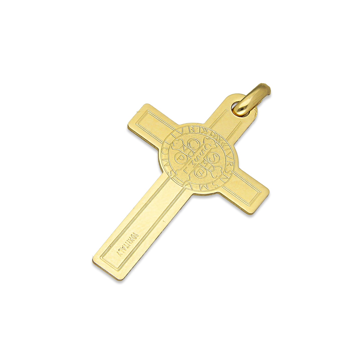 MR10DJ192 Dije Oro Sólido 10K EMF10 Cristo Chico Doble Vista Plana 1.7 cm x 3.4 cm