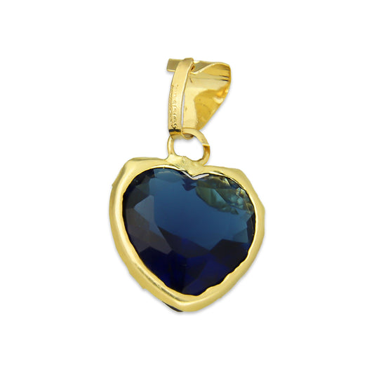 MR10DJ197 Dije Oro Sólido 10K EM Corazón con Bisel Liso Azul 1.3 cm x 2.2 cm