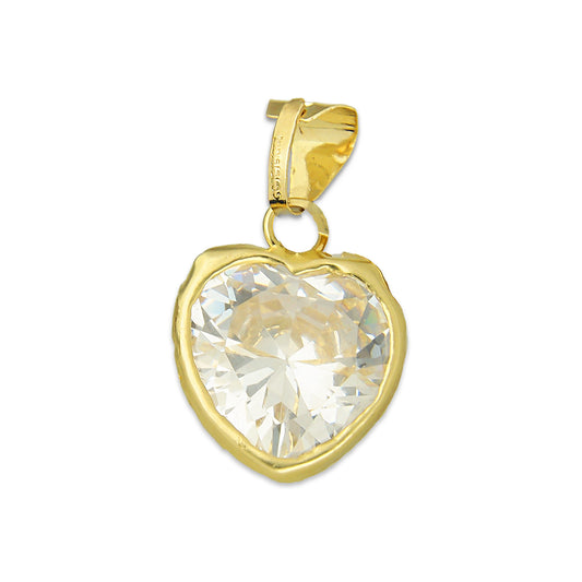 MR10DJ198 Dije Oro Sólido 10K EM Corazón con Bisel Liso Blanco 1.3 cm x 2.2 cm