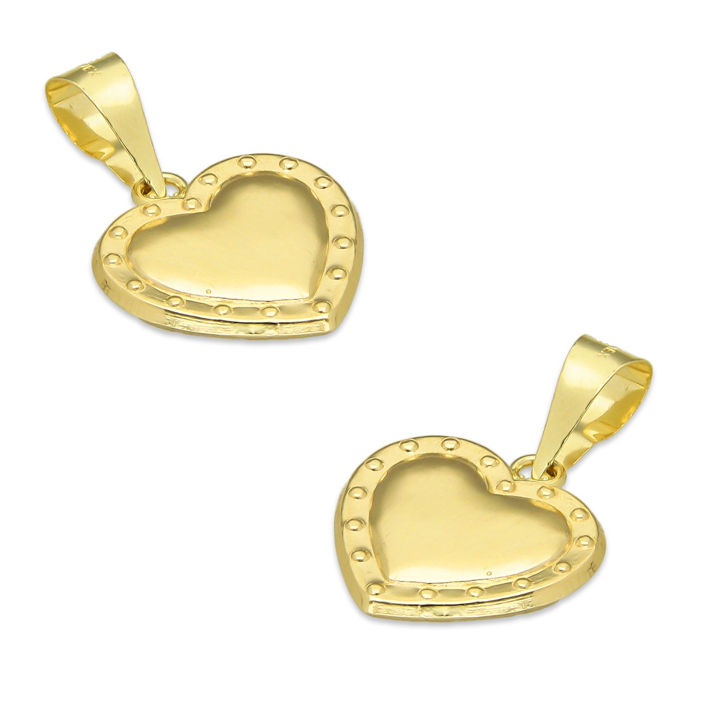 MR10DJ199 Dije Oro Sólido 10K EM Corazón Liso Bombeado Remaches 1.3 cm x 2 cm