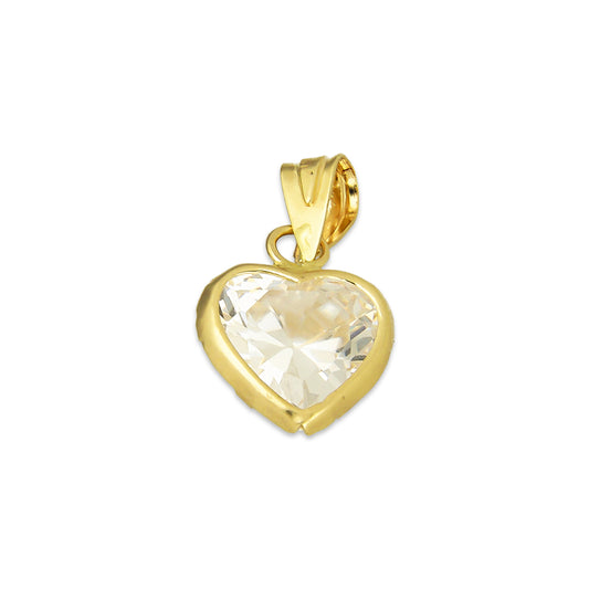 MR10DJ204 Dije Oro Sólido 10K EM Corazón con Bisel Liso Blanco 9 mm x 1.6 cm