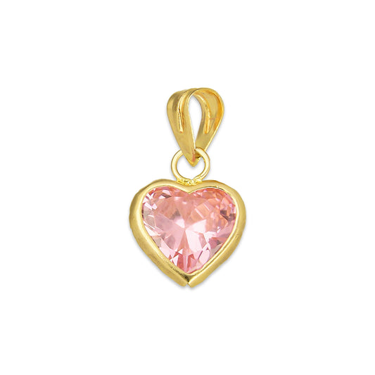 MR10DJ205 Dije Oro Sólido 10K EM Corazón con Bisel Liso Rosa 9 mm x 1.6 cm