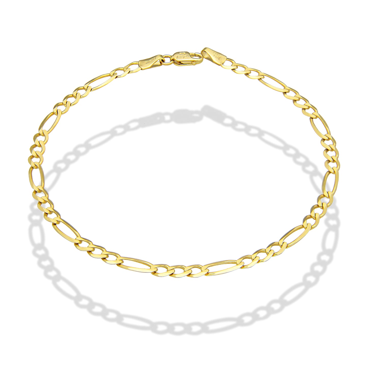 MR10PC043 Pulsera Para Caballero Oro Sólido 10K Mod Figaro 3*1 Lisa 3 mm x 21 cm