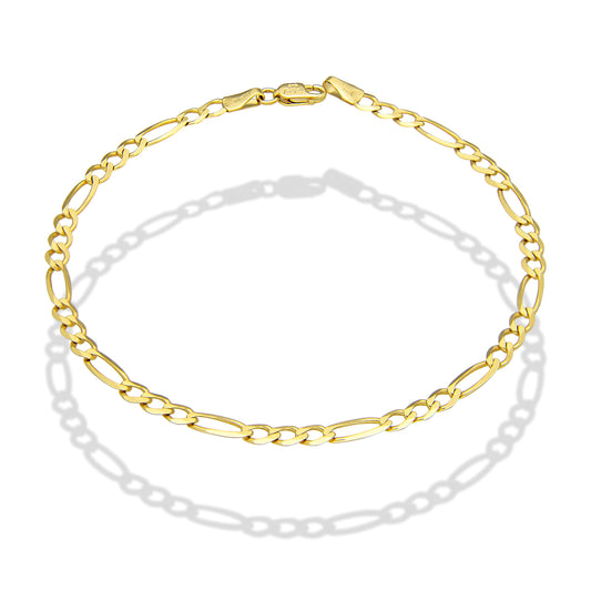 MR10PC043 Pulsera Para Caballero Oro Sólido 10K Mod Figaro 3*1 Lisa 3 mm x 21 cm