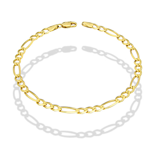 MR10PC044 Pulsera Para Caballero Oro Sólido 10K Mod Figaro 3*1 Lisa 4 mm x 21 cm