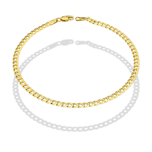 MR10PC046 Pulsera Para Caballero Oro Sólido 10K Mod Cubana Americana Lisa 3 mm x 21 cm