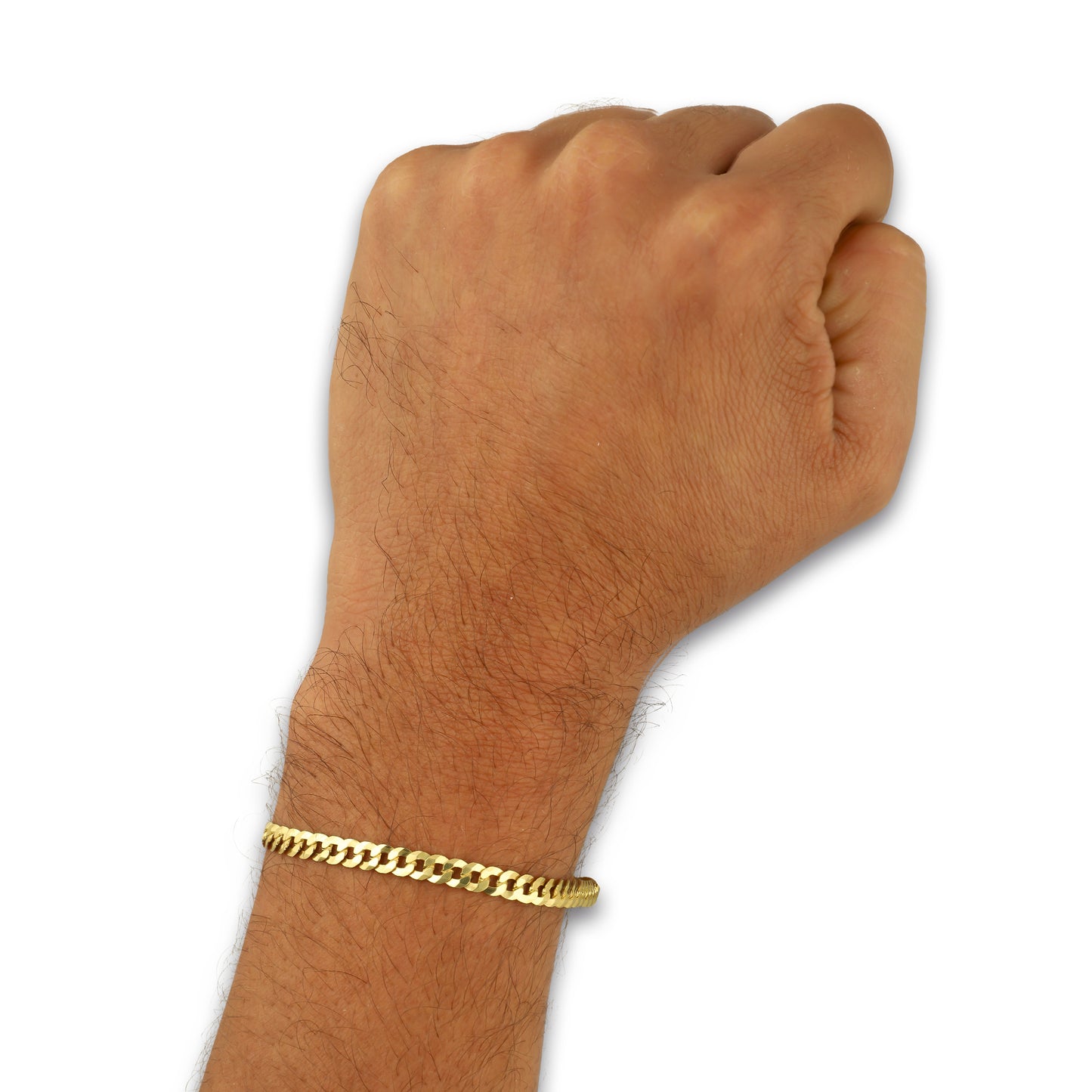 MR10PC047 Pulsera Para Caballero Oro Sólido 10K Mod Cubana Americana Lisa 4 mm x 21 cm