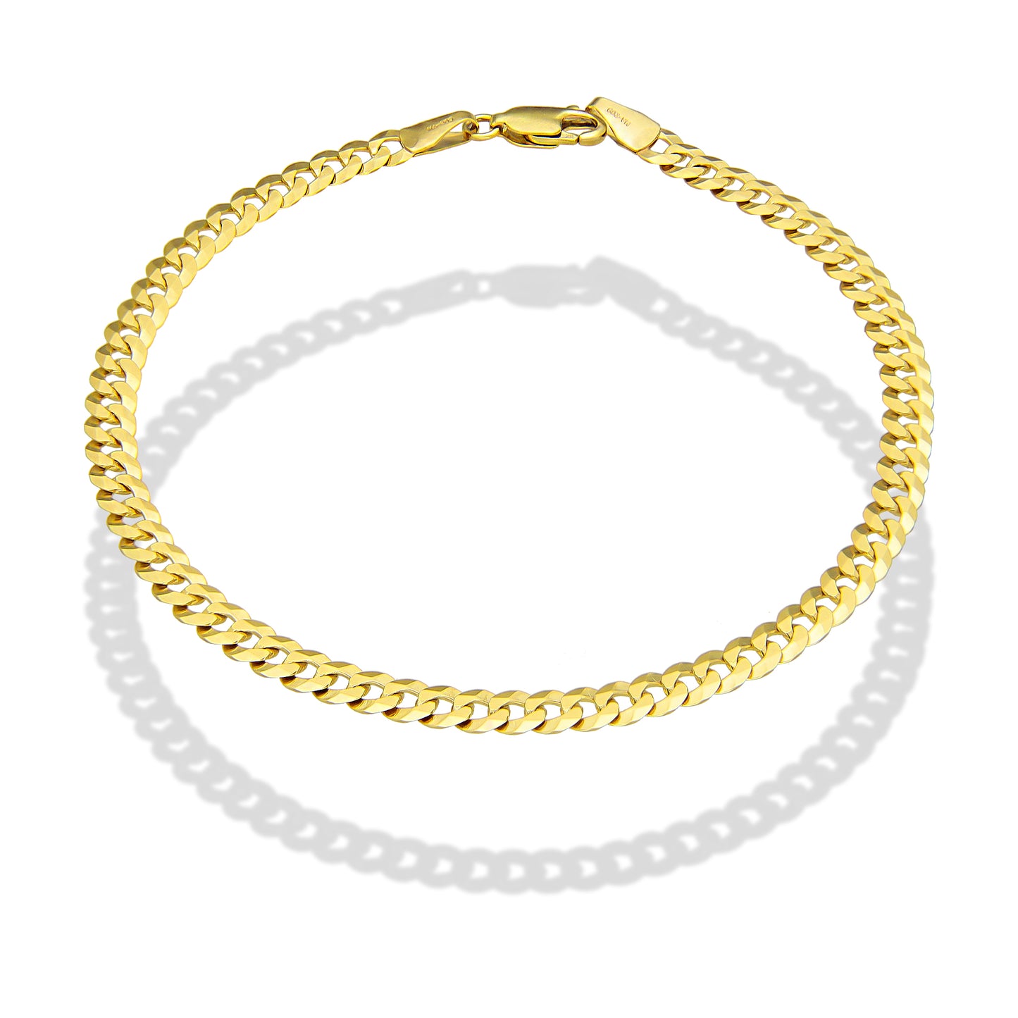 MR10PC047 Pulsera Para Caballero Oro Sólido 10K Mod Cubana Americana Lisa 4 mm x 21 cm