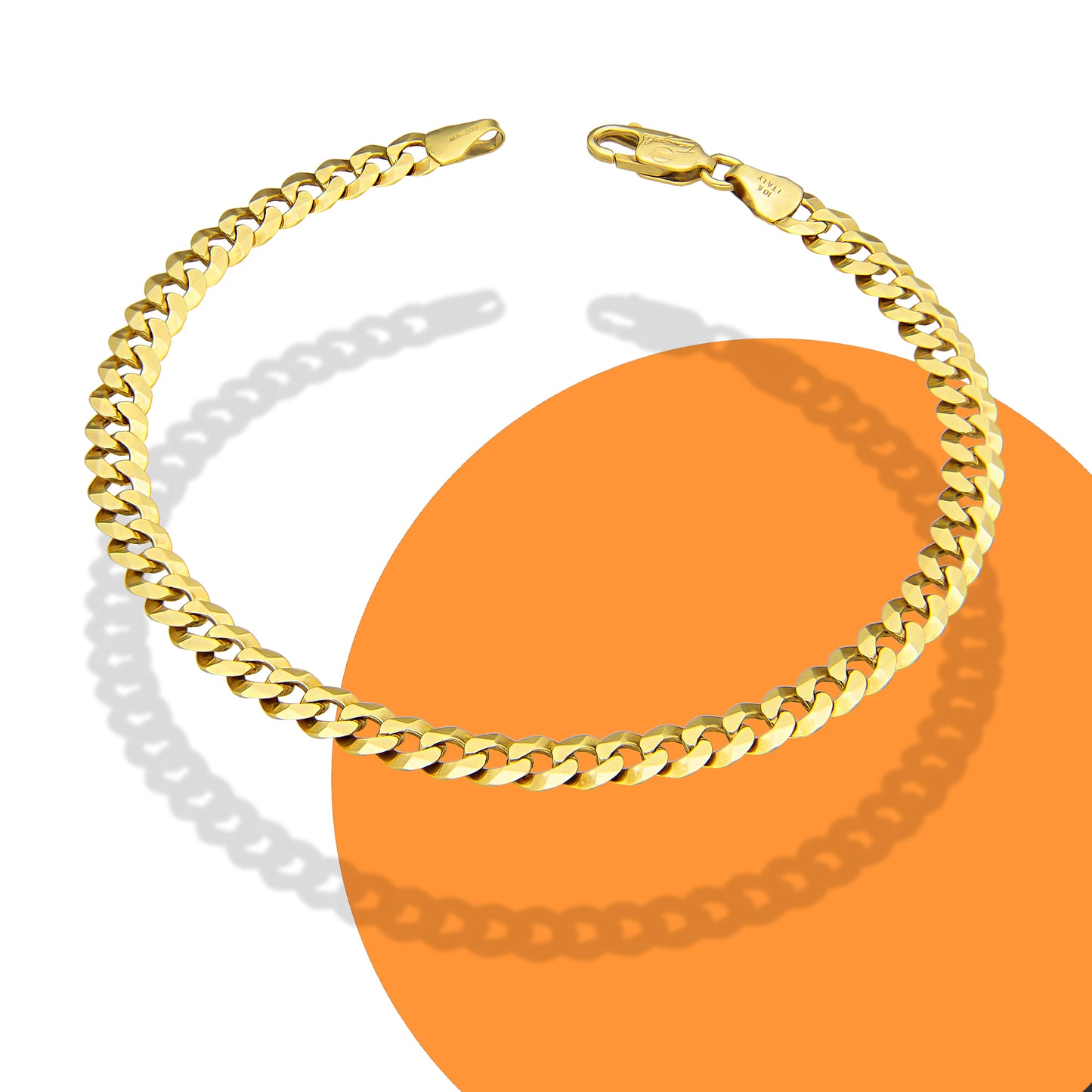 MR10PC048 Pulsera Para Caballero Oro Sólido 10K Mod Cubana Americana Lisa 5 mm x 21 cm