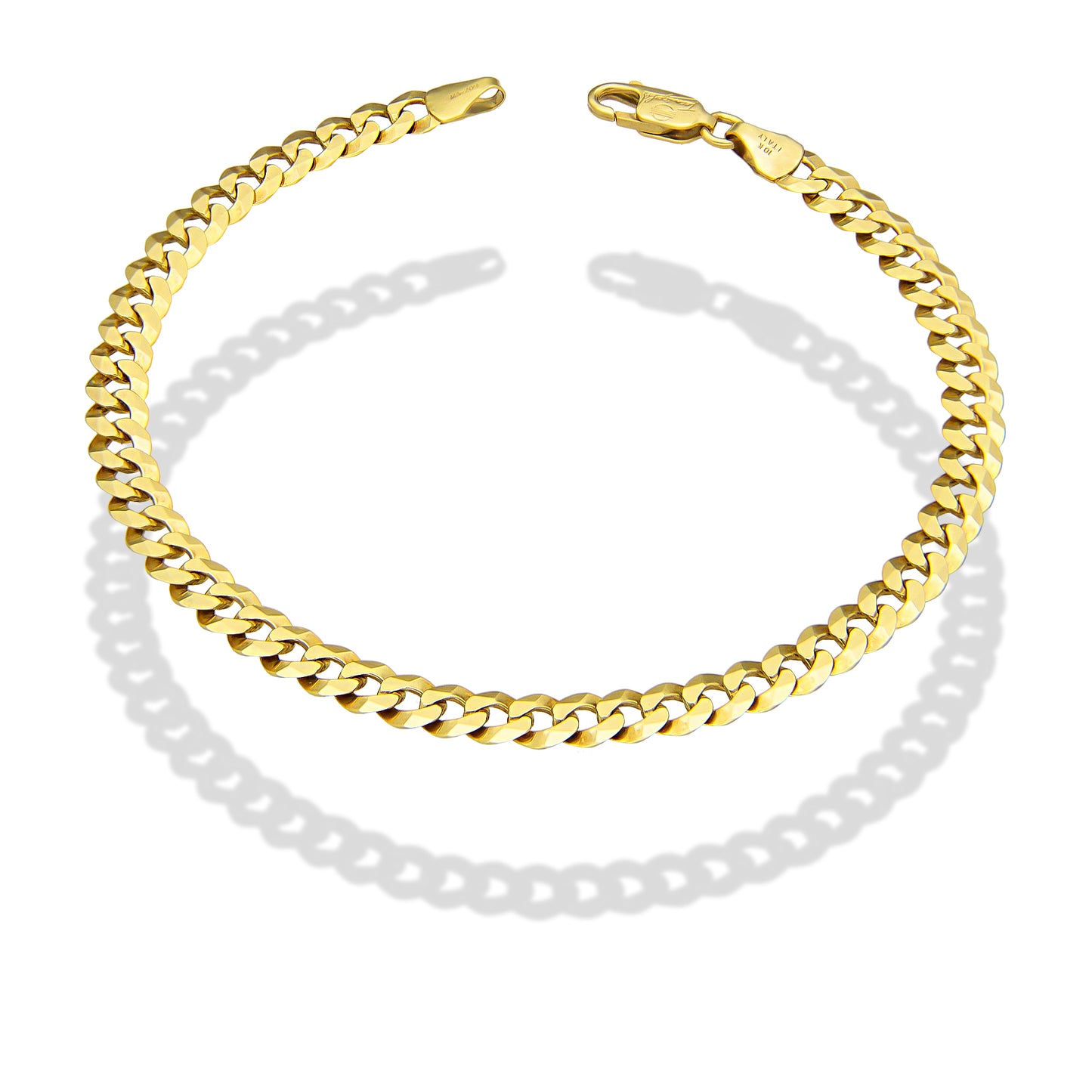 MR10PC048 Pulsera Para Caballero Oro Sólido 10K Mod Cubana Americana Lisa 5 mm x 21 cm