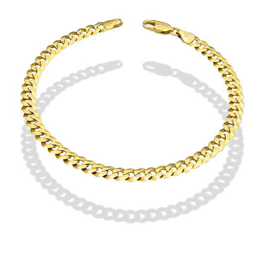 MR10PC048 Pulsera Para Caballero Oro Sólido 10K Mod Cubana Americana Lisa 5 mm x 21 cm