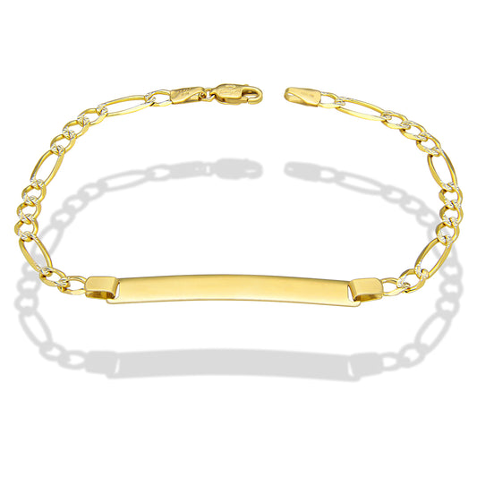 MR10PC050 Pulsera Esclava Caballero Oro Sólido 10K Mod Figaro 3*1 Diamantada 4 mm x 21 cm