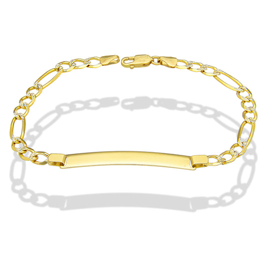 MR10PC051 Pulsera Esclava Caballero Oro Sólido 10K Mod Figaro 3*1 Diamantada 5 mm x 21 cm