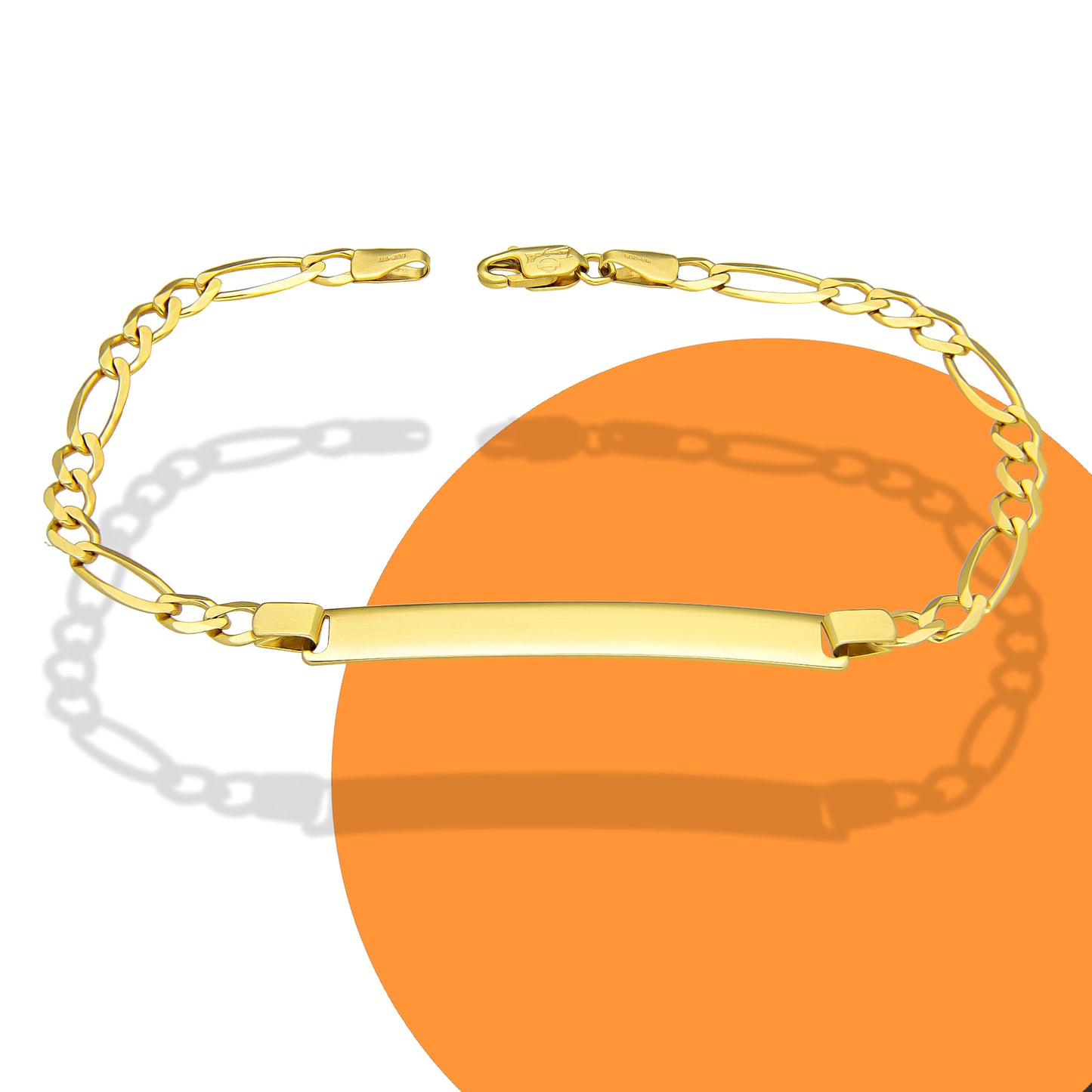 MR10PC052 Pulsera Esclava Caballero Oro Sólido 10K Mod Figaro 3*1 Lisa 4 mm x 21 cm