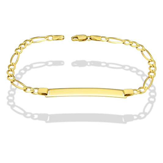 MR10PC052 Pulsera Esclava Caballero Oro Sólido 10K Mod Figaro 3*1 Lisa 4 mm x 21 cm