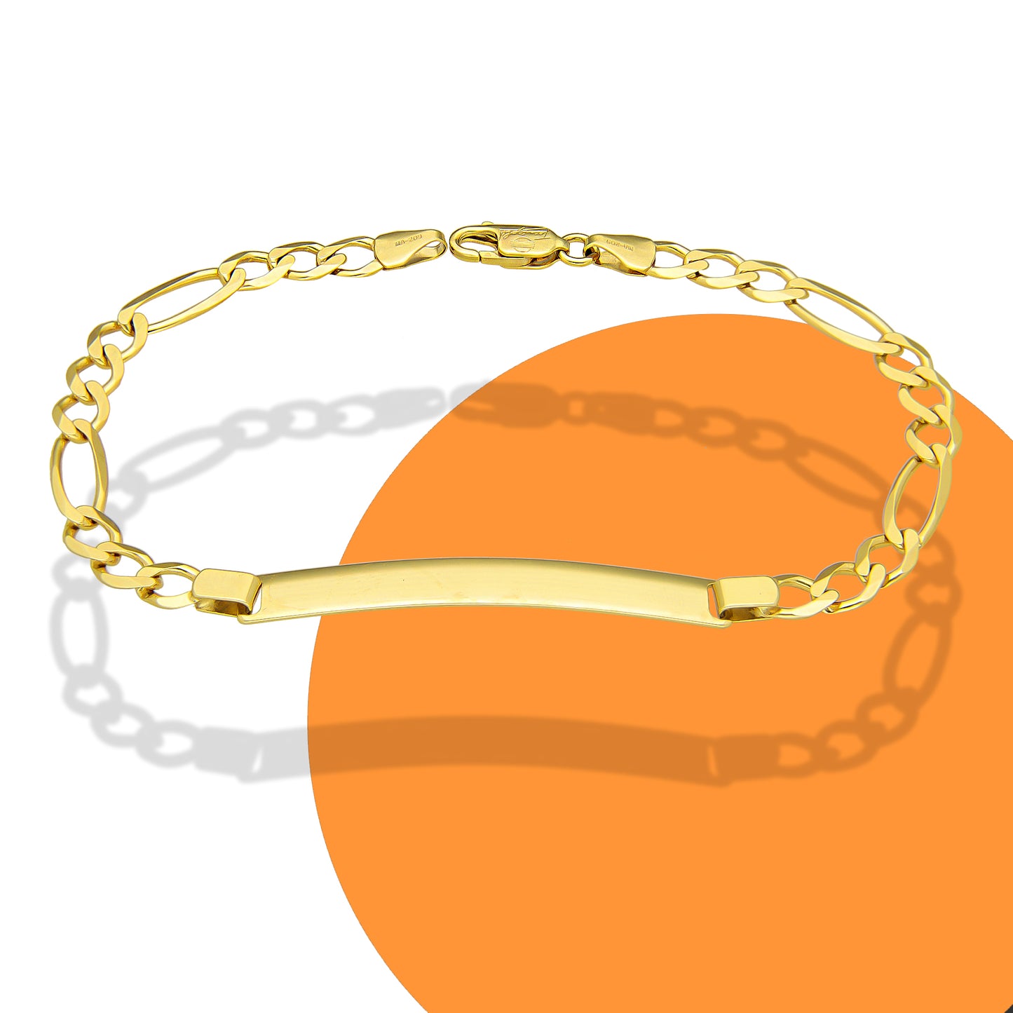 MR10PC053 Pulsera Esclava Caballero Oro Sólido 10K Mod Figaro 3*1 Lisa 5 mm x 21 cm