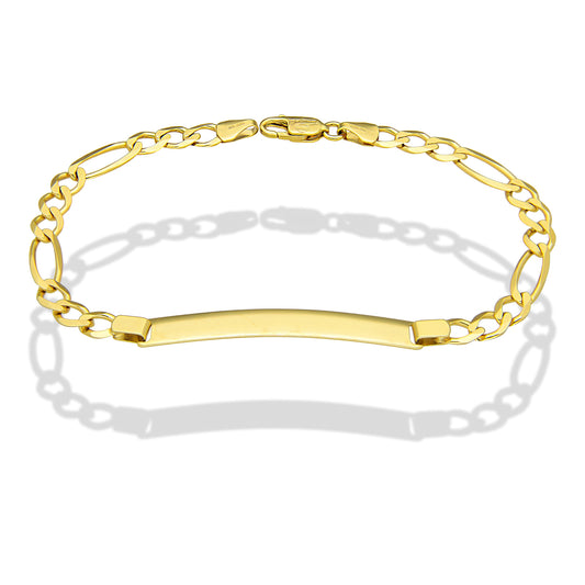 MR10PC053 Pulsera Esclava Caballero Oro Sólido 10K Mod Figaro 3*1 Lisa 5 mm x 21 cm