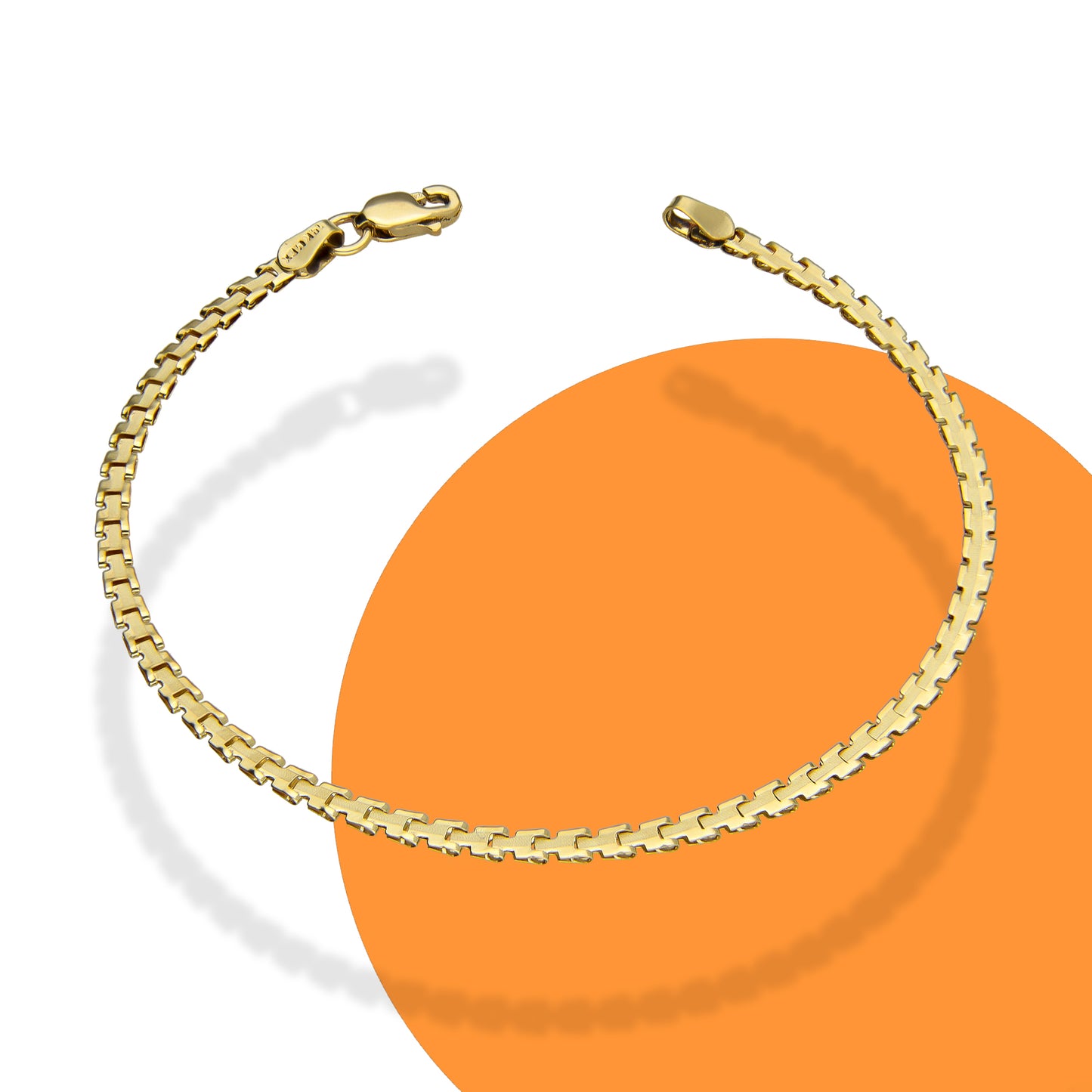 MR14PD004 Pulsera Dama Oro 14K Amarillo Rol Laso Sencillo 3 Mm x 18 Cm