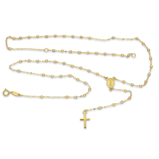 MR10ROS002 Rosario Oro Sólido 10K EMF Bolitas Facetadas 2 mm Florentino Cruz Lisa