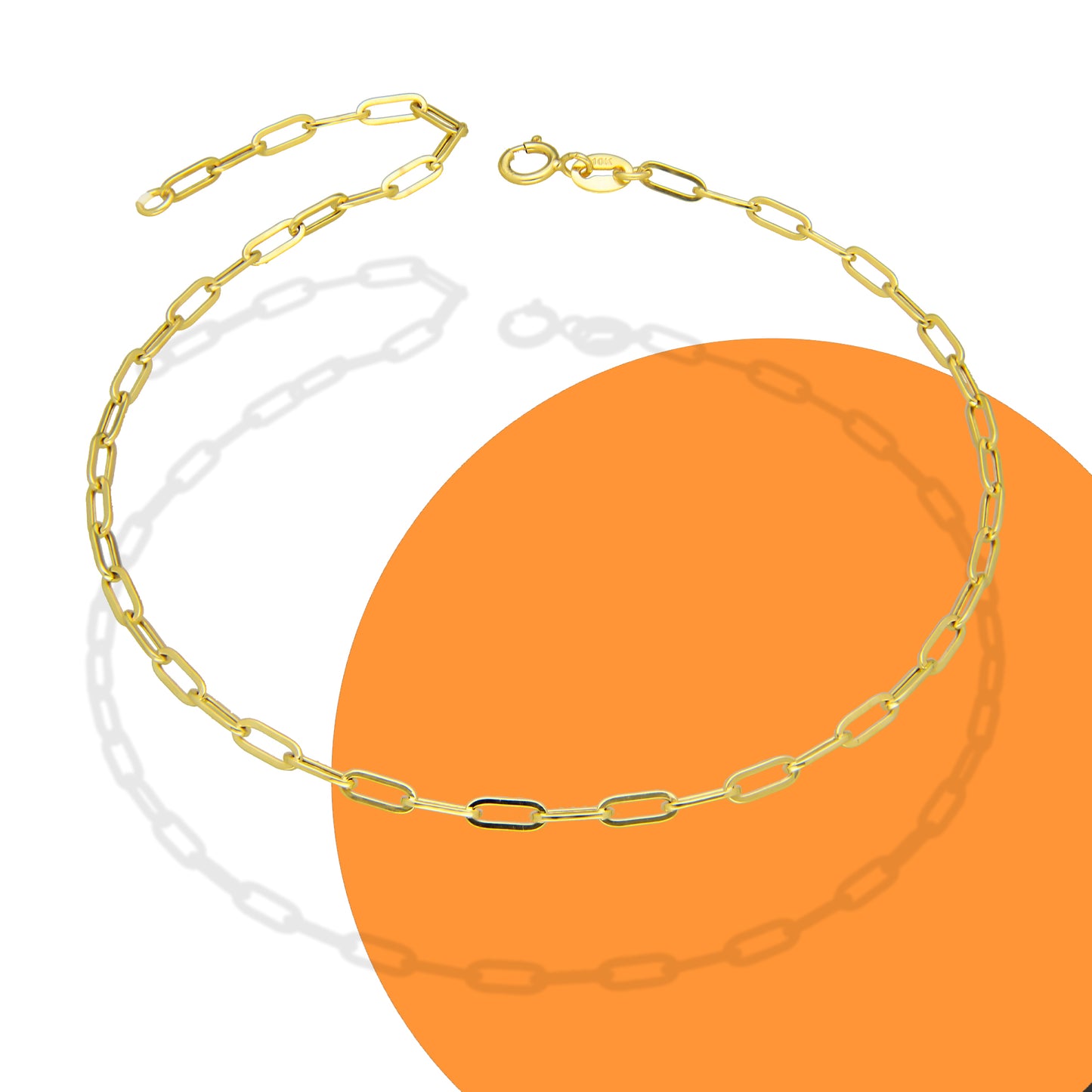 MR10TB012 Pulsera Tobillera Dama Oro Sólido 10K Mod Clip Corto 2.2 mm x 24 cm