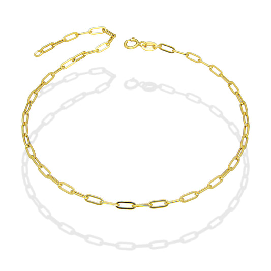 MR10TB012 Pulsera Tobillera Dama Oro Sólido 10K Mod Clip Corto 2.2 mm x 24 cm