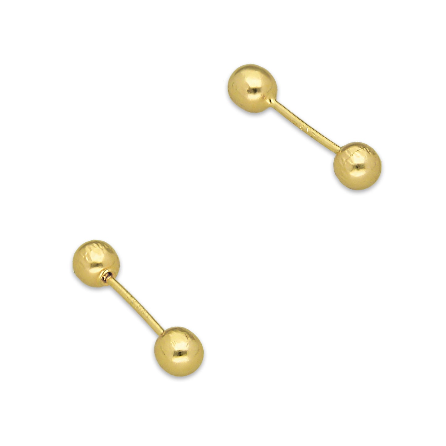 MR14AB001 Arete Broquel Oro Sólido 14K Modelo Bolita Lisa Dormilona 2 mm de Diámetro