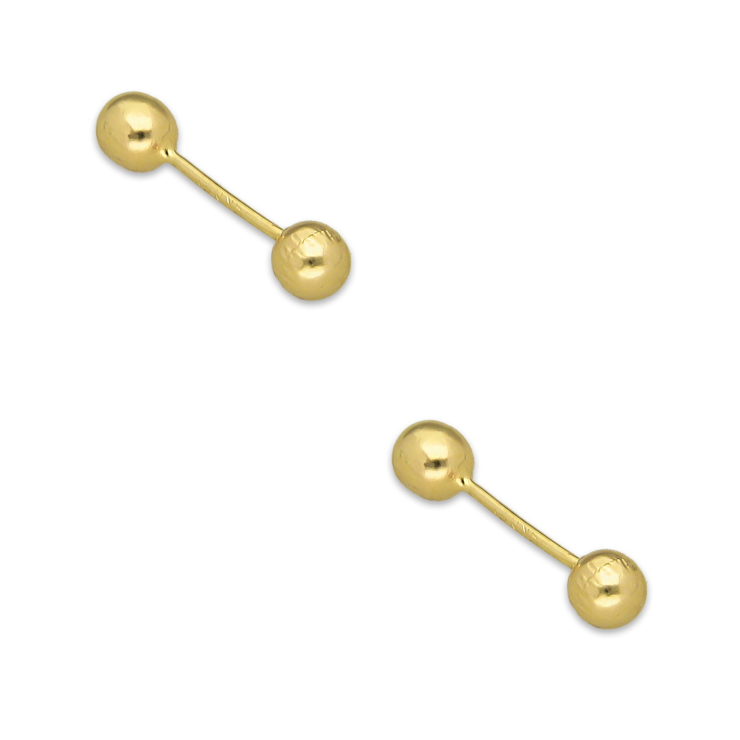 MR14AB001 Arete Broquel Oro Sólido 14K Modelo Bolita Lisa Dormilona 2 mm de Diámetro