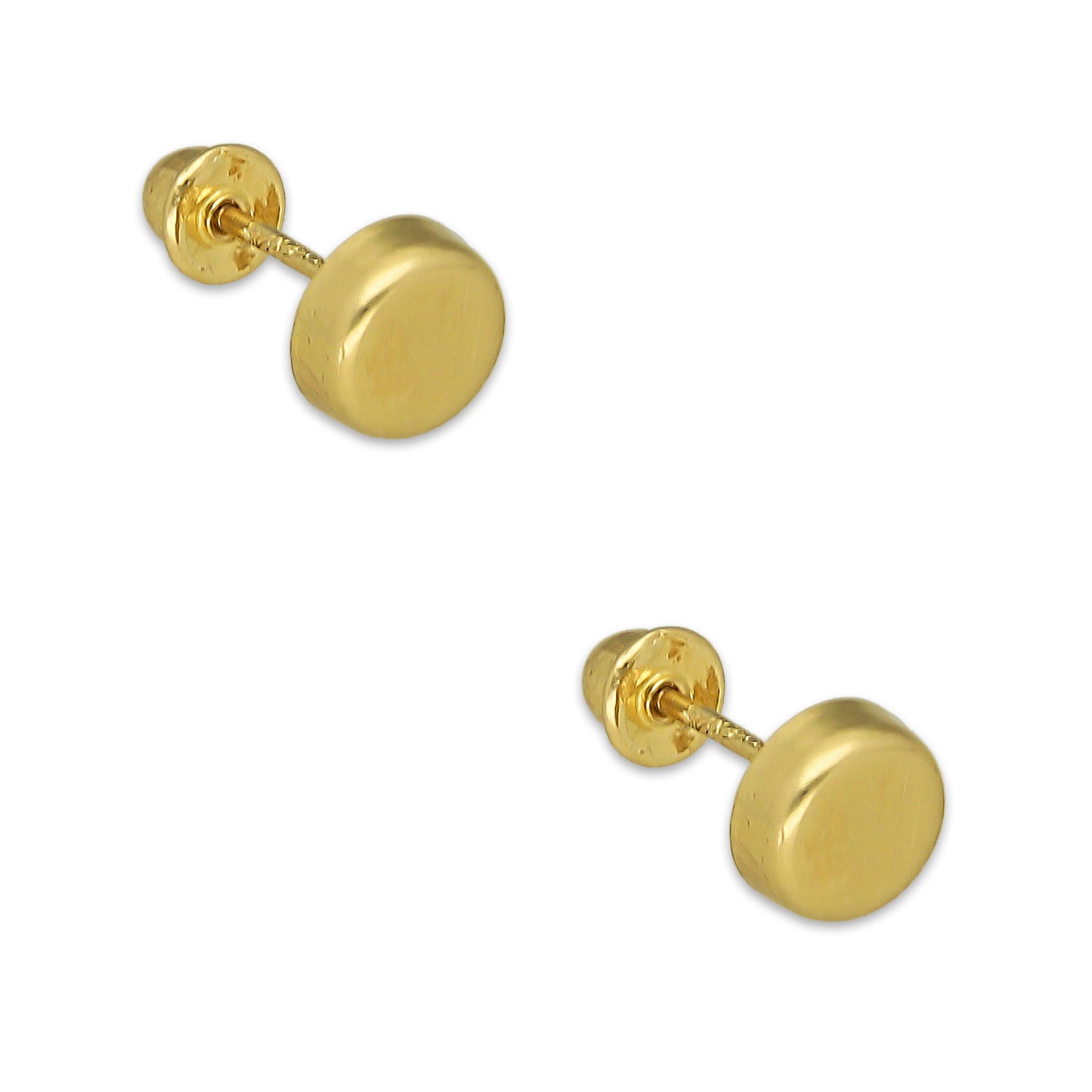 MR14AB004 Arete Broquel Oro Sólido 14K Modelo Botón Liso 4 mm de Diámetro