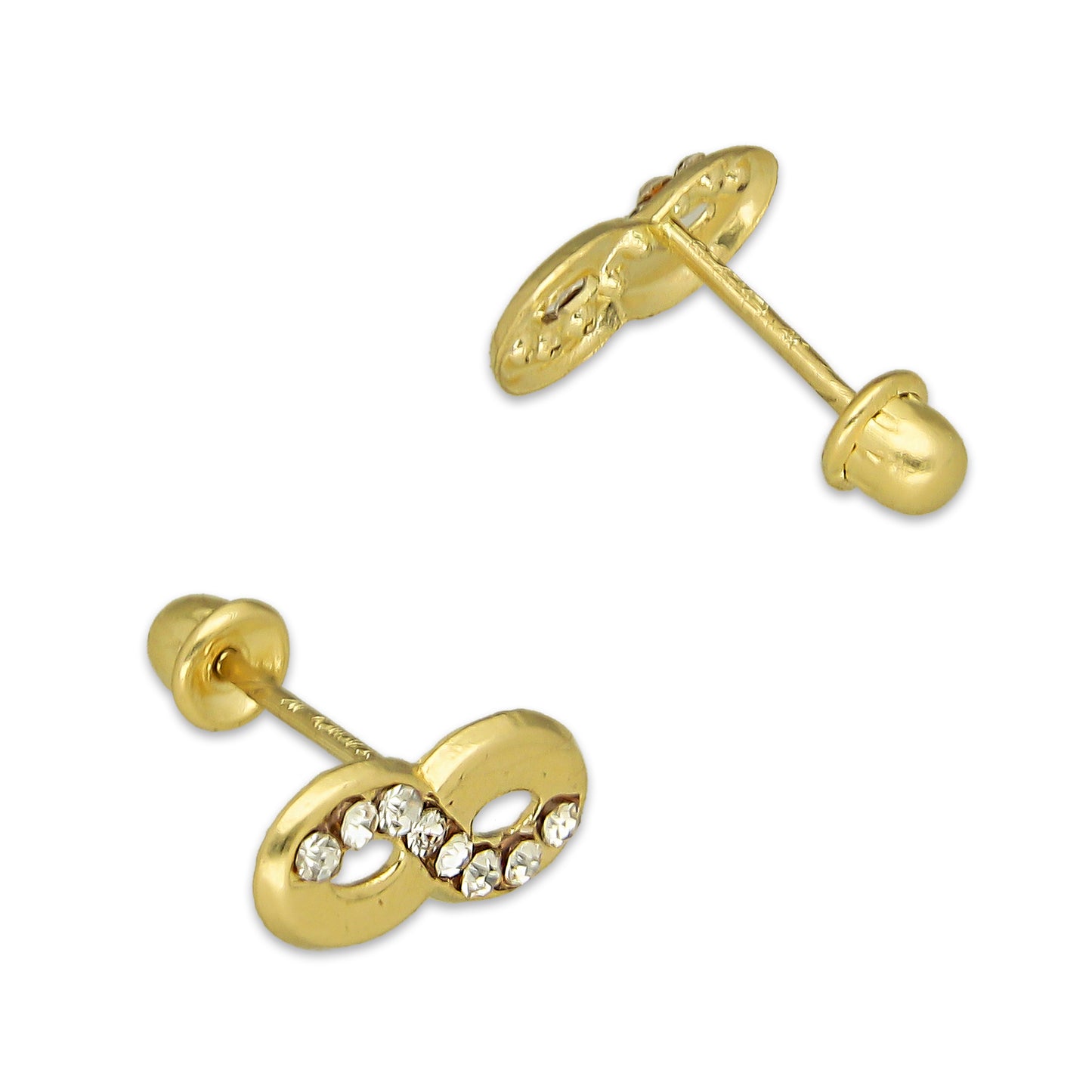 MR14AB008 Arete Broquel Oro Sólido 14K Modelo Infinito con Zirconias 9 mm de Diámetro