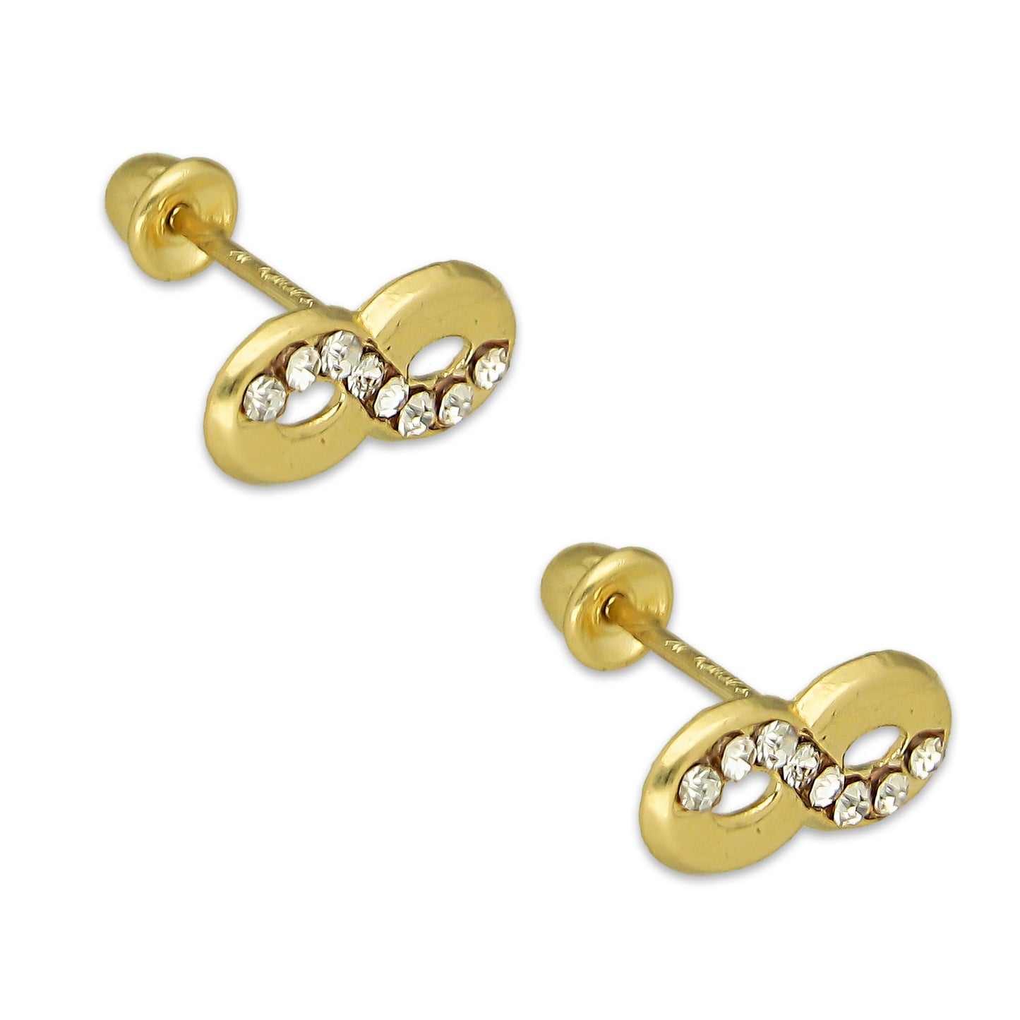 MR14AB008 Arete Broquel Oro Sólido 14K Modelo Infinito con Zirconias 9 mm de Diámetro