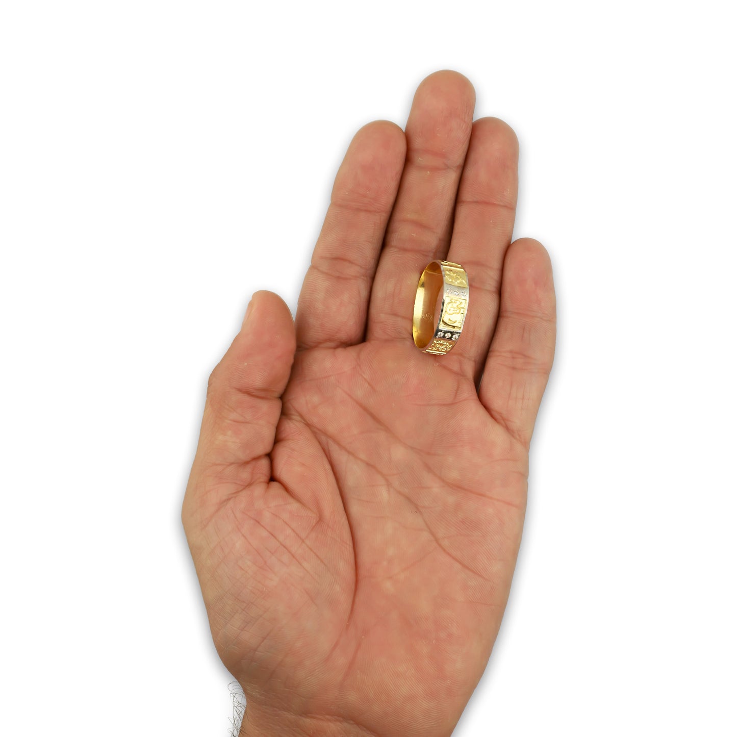 MR14AC014 Anillo Para Caballero Oro Sólido 14K Mod De la Suerte 6 mm