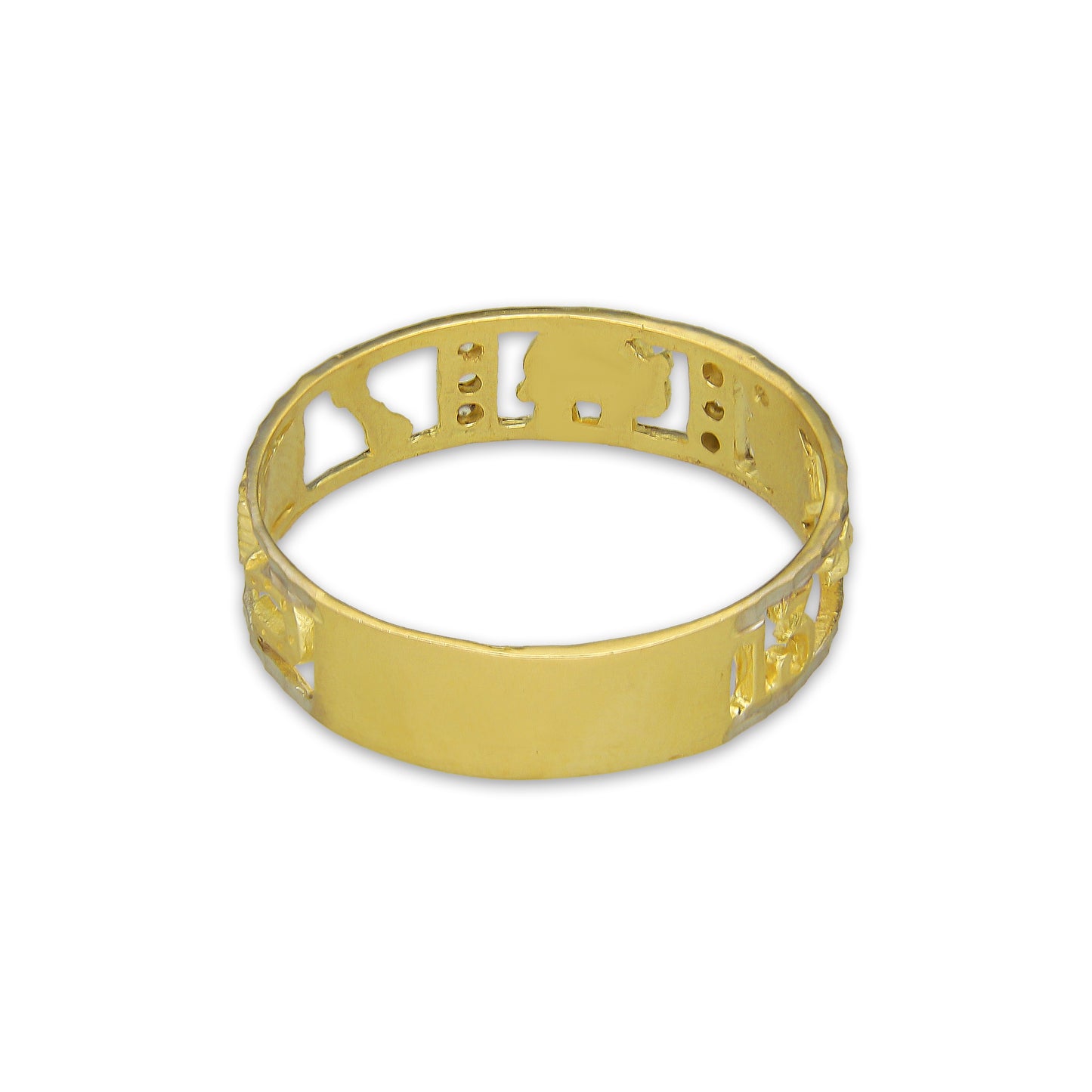 MR14AC015 Anillo Para Caballero Oro Sólido 14K Mod De La Suerte Calado 6 mm