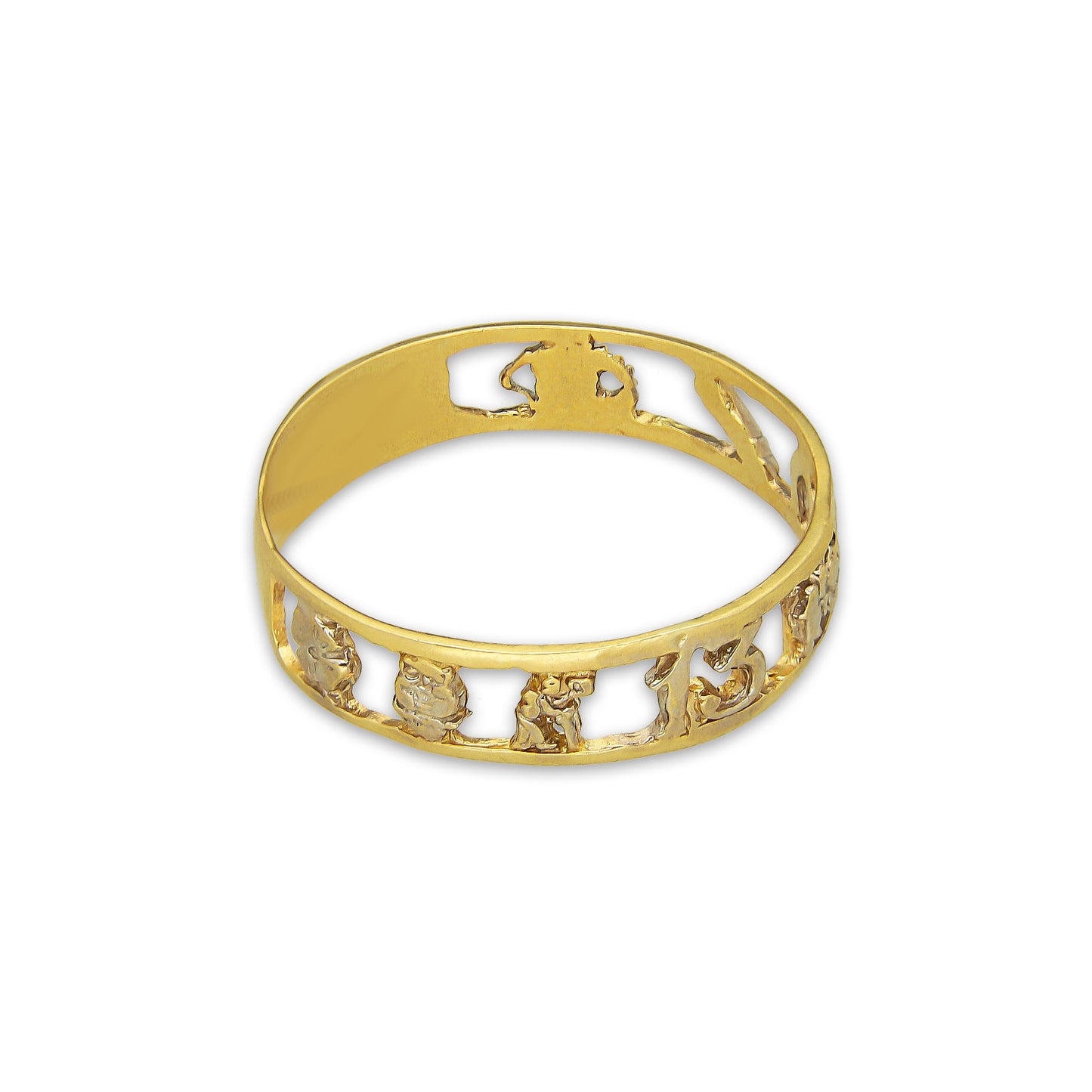 MR14AC018 Anillo Para Caballero Oro Sólido 14K Mod De La Suerte Calado 5 mm
