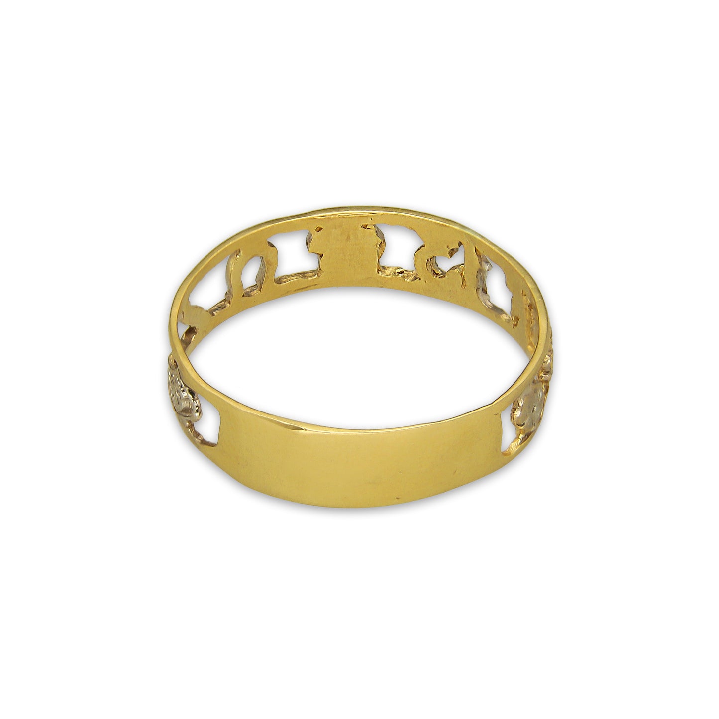 MR14AC018 Anillo Para Caballero Oro Sólido 14K Mod De La Suerte Calado 5 mm