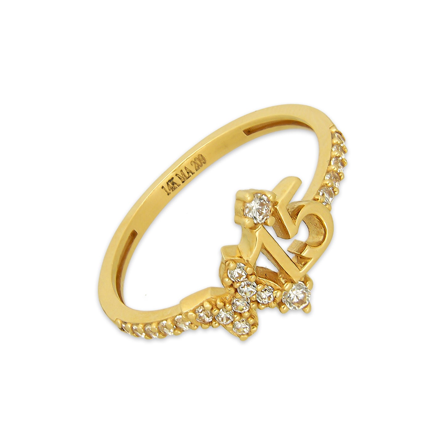 MR14AD052 Anillo Dama Oro Sólido 14K Modelo XV Años Tira Blanca