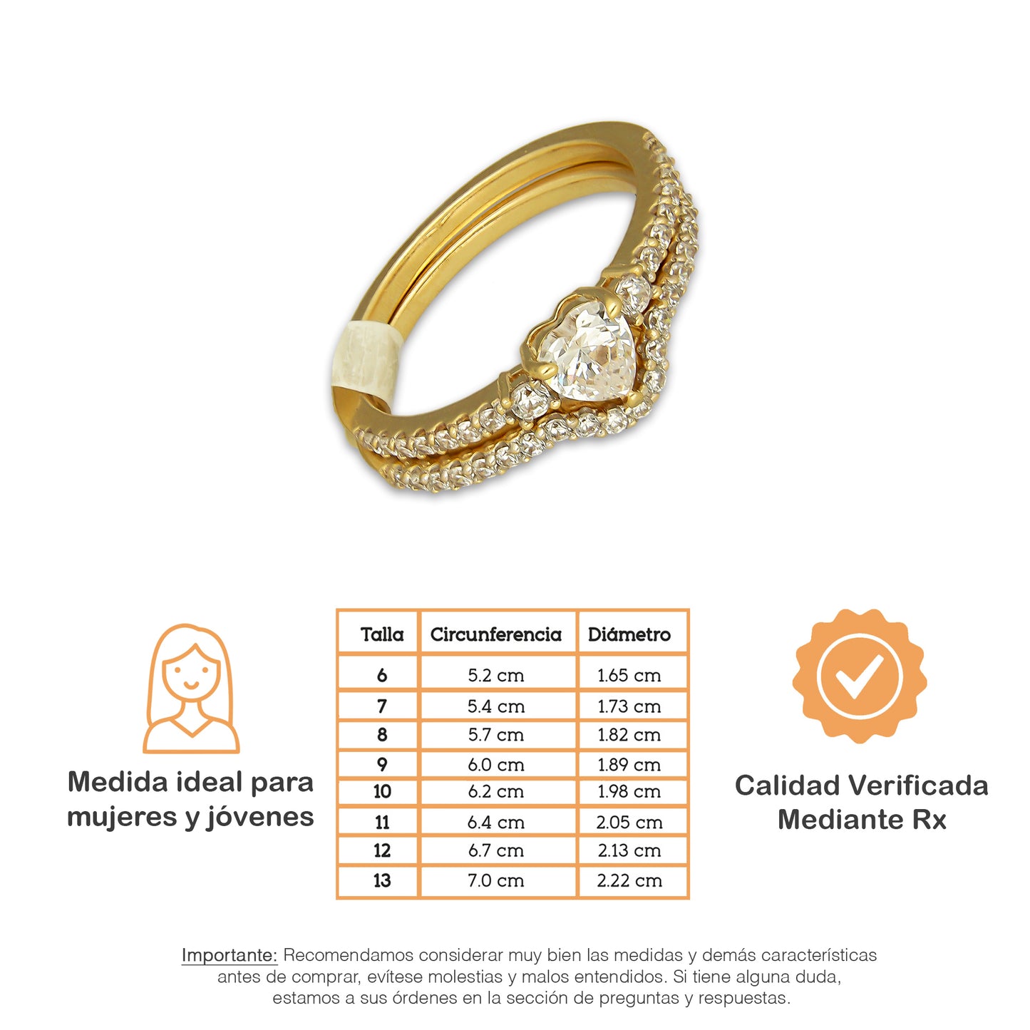 MR14AD060 Anillo Dama Oro Sólido 14K Modelo Solitario Alianza V 5 mm Zirconia Principal