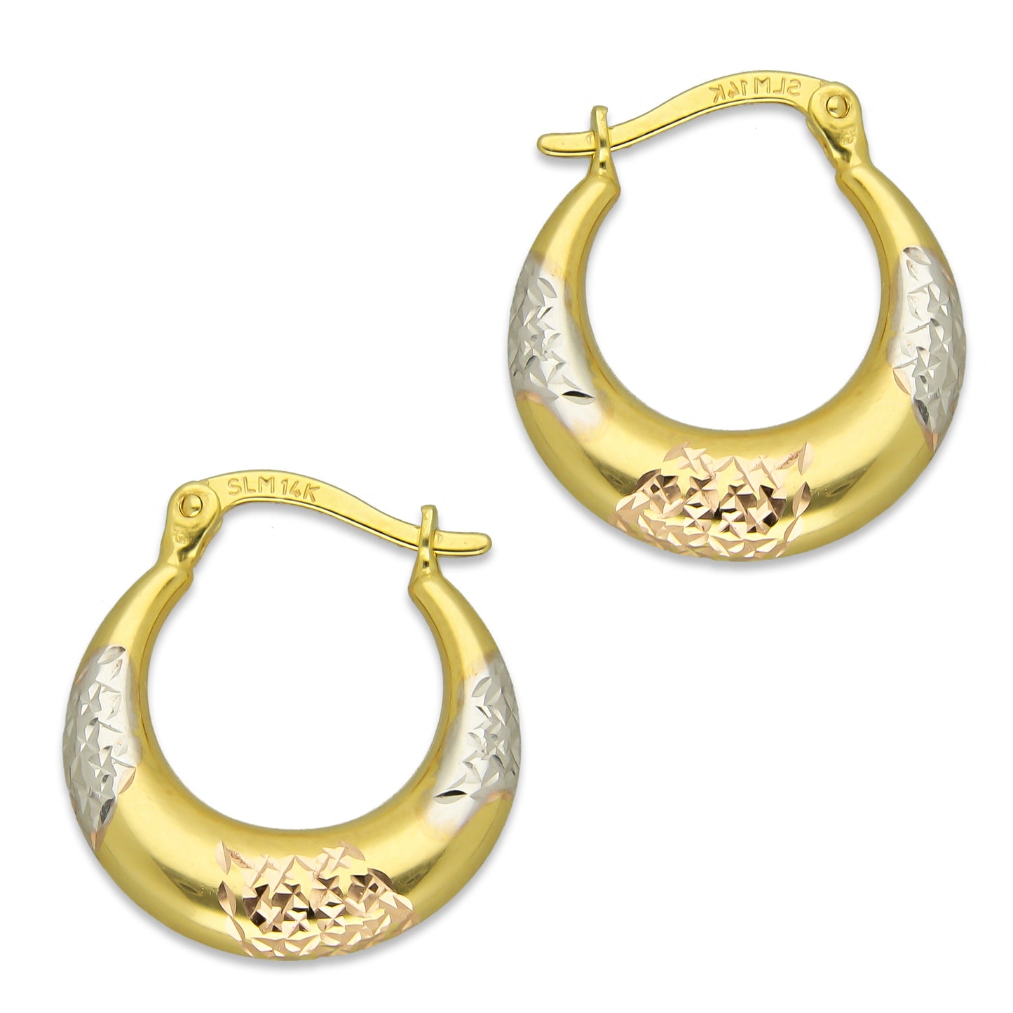 MR14AR008 Arete Arracada Oro Sólido 14K Modelo Bombeada Florentino Paw 1.8 cm