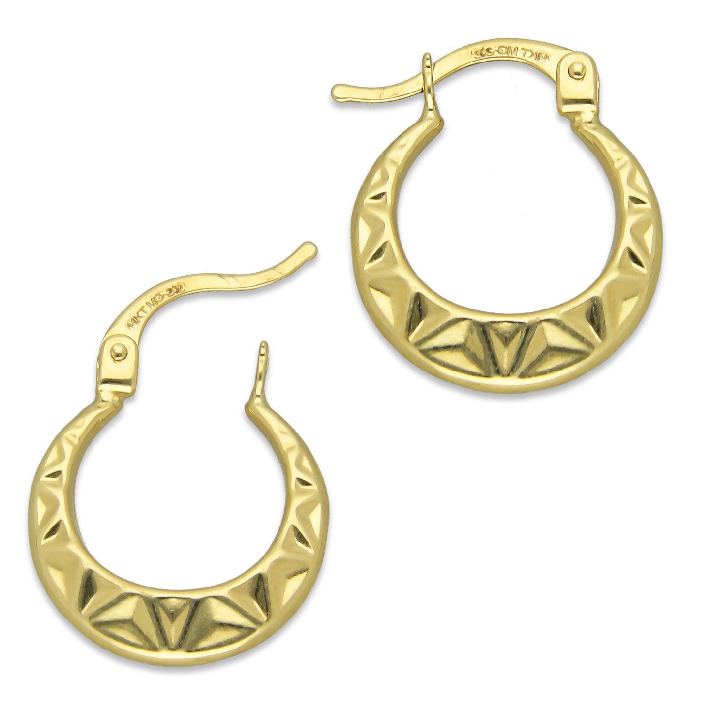 MR14AR009 Arete Arracada Oro Sólido 14K Modelo Serial Lisa 1.5 cm