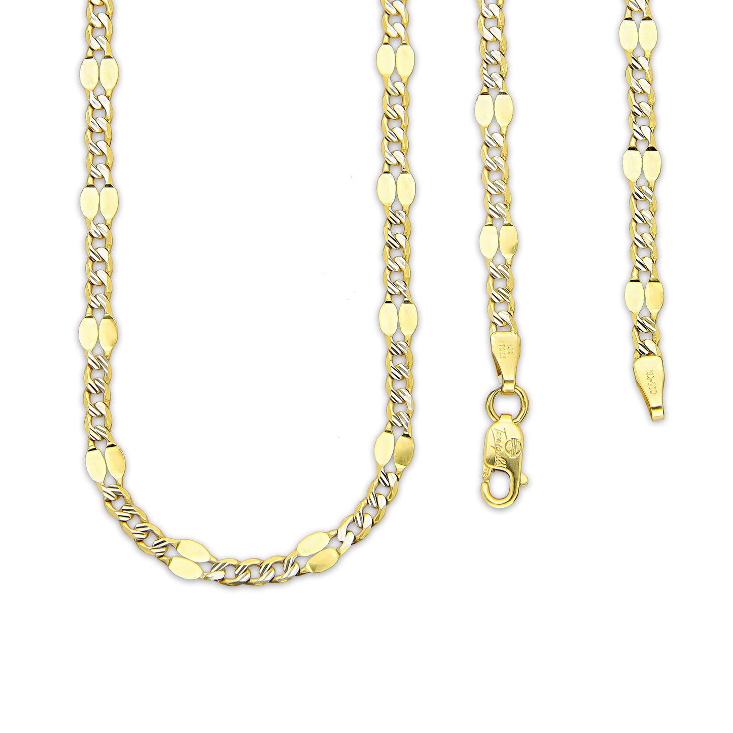 MR14CU042-60 Cadena Oro Sólido 14K EMC14 Modelo Ancla Lisa Forjada 3*1 2 mm x 60 cm