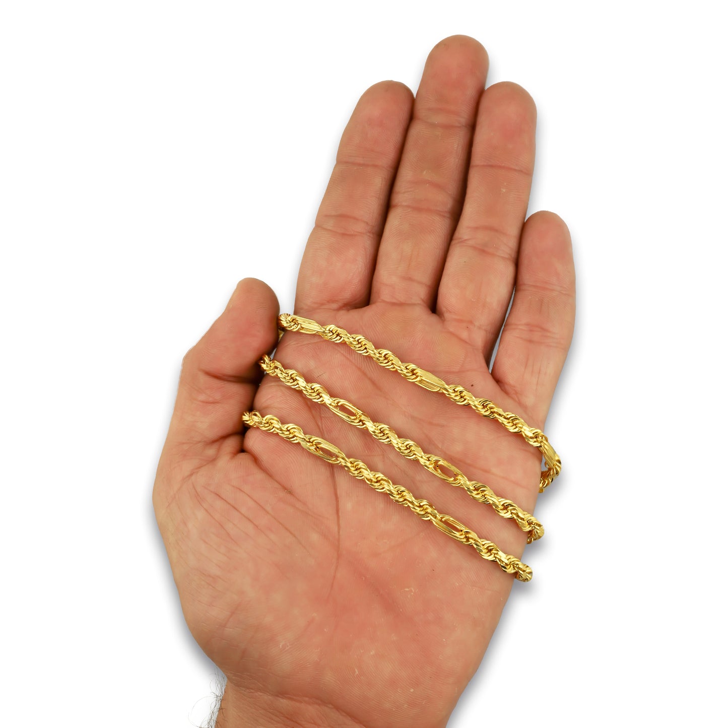 MR14CU049-60 Cadena Oro Sólido 14K EMF14 Modelo Torsal Figaro 4 mm x 60 cm