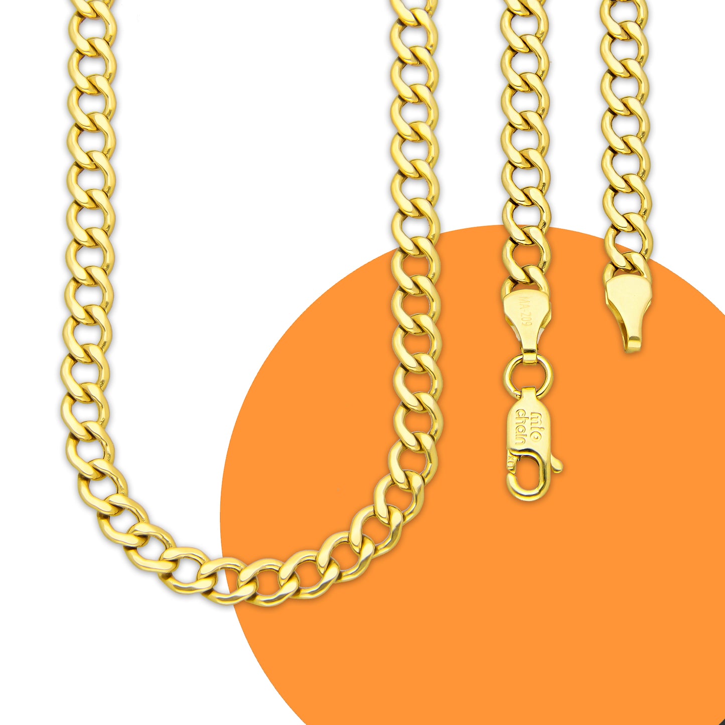 MR14CU051-60 Cadena Oro Sólido 14K EMF14 Modelo Fígaro 1x0 Lisa 4 mm x 60 cm