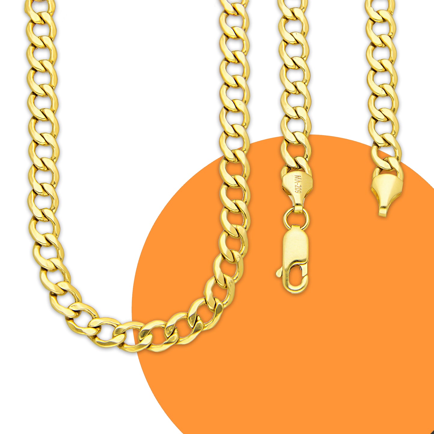 MR14CU052-60 Cadena Oro Sólido 14K EMF14 Modelo Fígaro 1x0 Lisa 5 mm x 60 cm