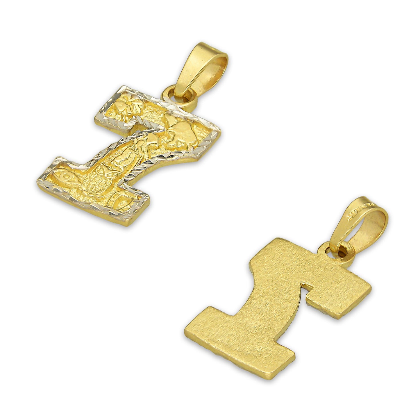 MR14DJ162 Dije Oro Sólido 14K Número 7 de la Suerte 1.1 cm x 2.3 cm